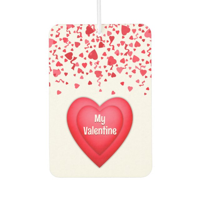 Valentine Red Confetti Hearts Personalized Air Freshener (Front)