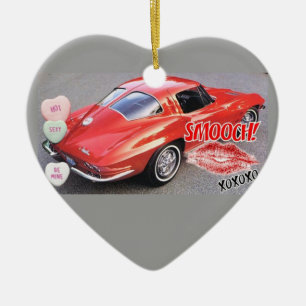 Valentine Red Corvette Split Window Classic Ceramic Ornament
