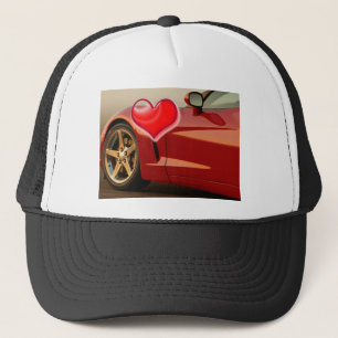 Valentine Red Corvette Trucker Hat