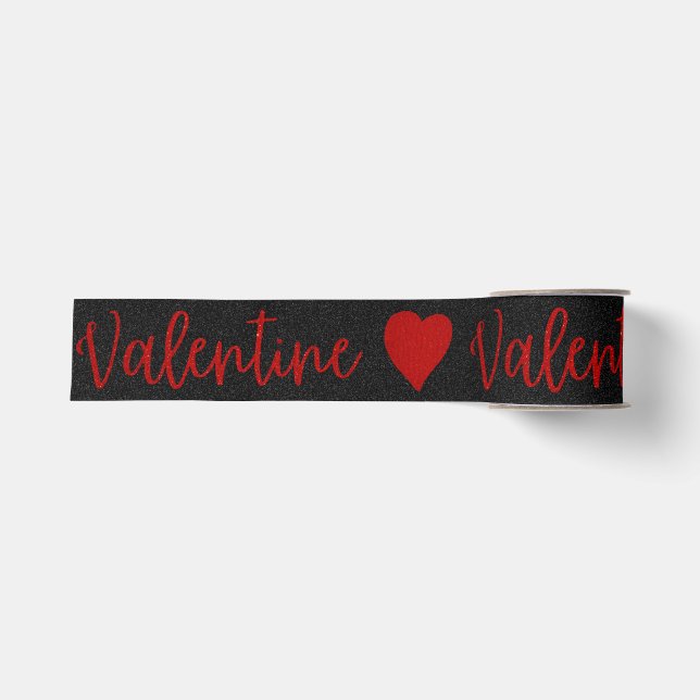 Valentine Red Glitter Grosgrain Ribbon (Front)