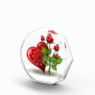 VALENTINE RED HEART AND RED ROSES PHOTO BLOCK