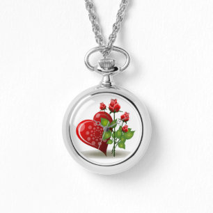 VALENTINE RED  HEART AND RED ROSES WATCH