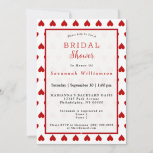 Valentine Red Heart Bridal Shower Invitation