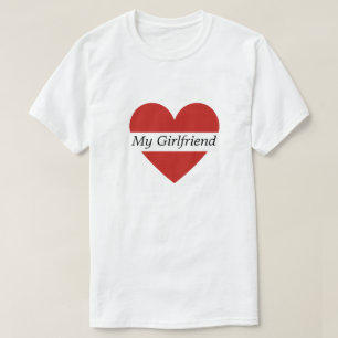 Valentine Red Heart Custom Name Male White T-Shirt