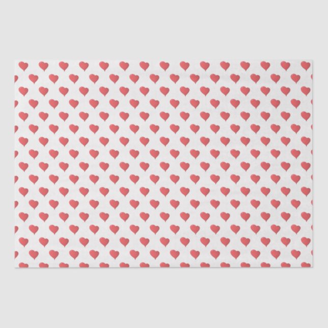 Valentine Red Heart Pattern Tissue Paper (Front)