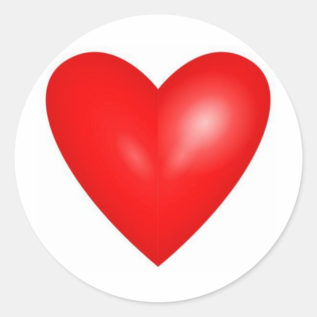 Valentine Red Heart Wedding Classic Round Sticker (Front)