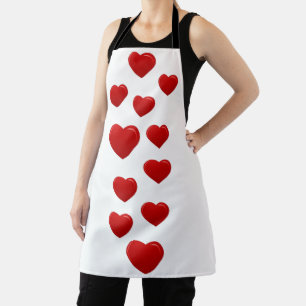 valentine red hearts apron