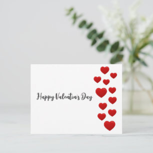 valentine red hearts holiday postcard