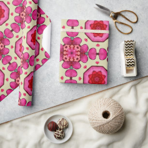 Valentine red hearts romance abstract pattern 12 wrapping paper