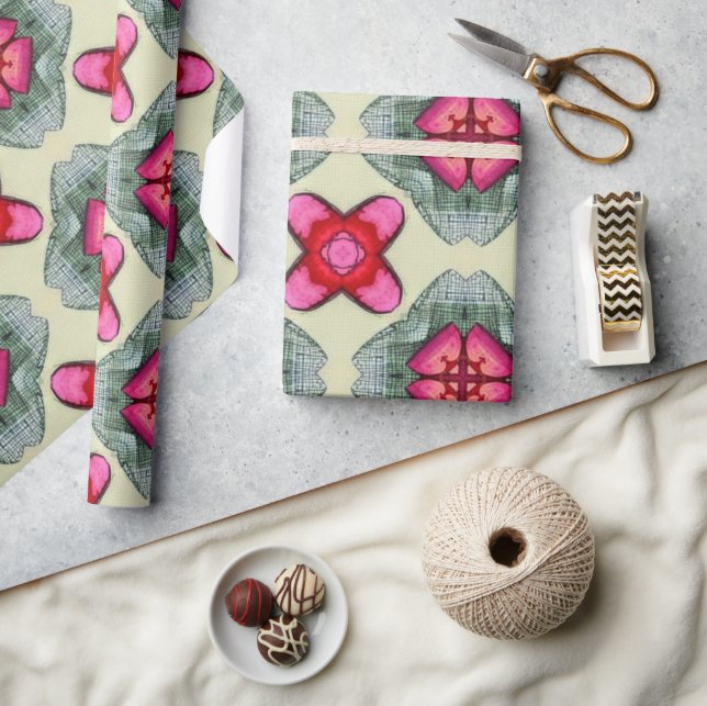 Valentine red hearts romance abstract pattern 17 wrapping paper (Crafts)