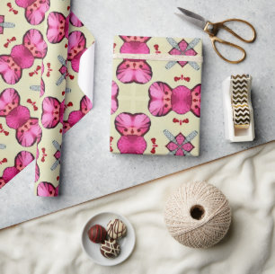 Valentine red hearts romance abstract pattern 21 wrapping paper