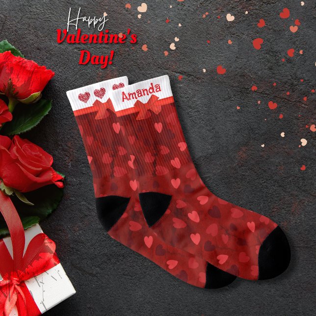 Valentine Red Multi Hearts Bow (Valentine Red Multi Hearts Bow Socks)