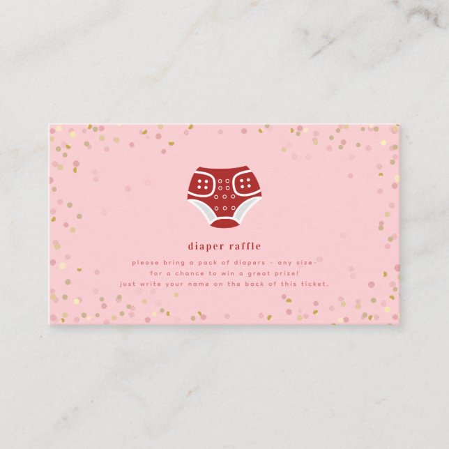 Valentine Red Pink Diaper Raffle Baby Shower Enclo Enclosure Card (Front)