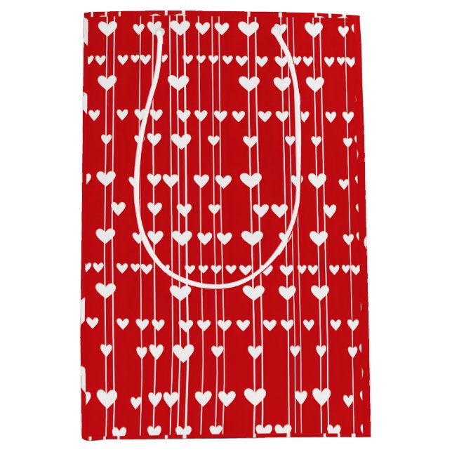 Valentine Red white Love minimalis Medium Gift Bag (Front)