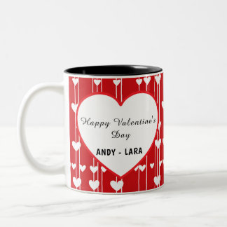 Valentine Red white Love minimalis Two-Tone Coffee Mug