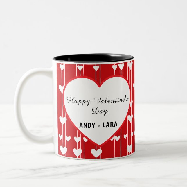Valentine Red white Love minimalis Two-Tone Coffee Mug (Left)