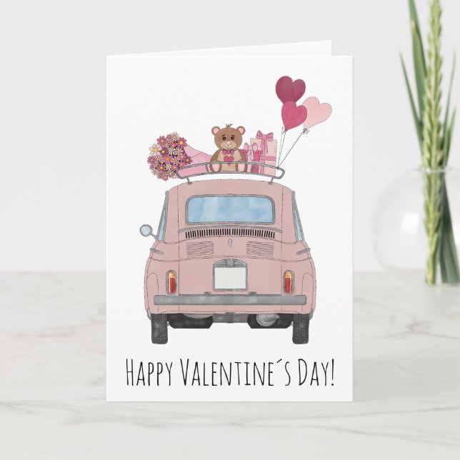 Valentine Retro Fiat 500  Card (Front)