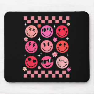 Valentine Retro Groovy Pink Happy Face  Mouse Pad