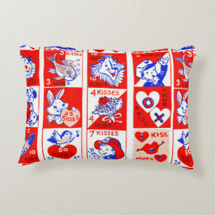 Valentine Retro Love Hugs Cute Pattern Accent Pillow