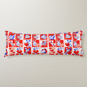 Valentine Retro Love Hugs Cute Pattern Body Pillow