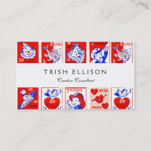 Valentine Retro Love Hugs Cute Pattern Business Card