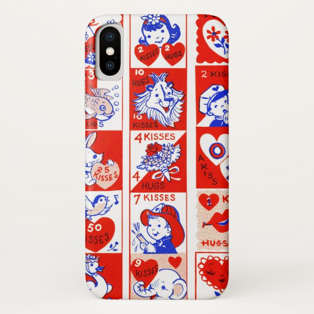 Valentine Retro Love Hugs Cute Pattern Case-Mate iPhone Case (Back)