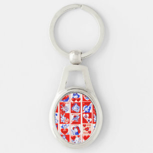 Valentine Retro Love Hugs Cute Pattern Keychain