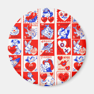 Valentine Retro Love Hugs Cute Pattern Magnet