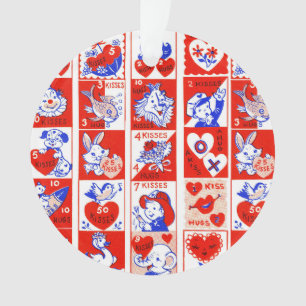 Valentine Retro Love Hugs Cute Pattern Ornament