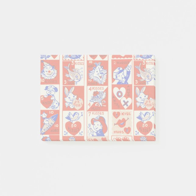 Valentine Retro Love Hugs Cute Pattern Post-it Notes (Front)