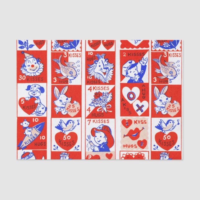 Valentine Retro Love Hugs Cute Pattern Tissue Paper (Front)