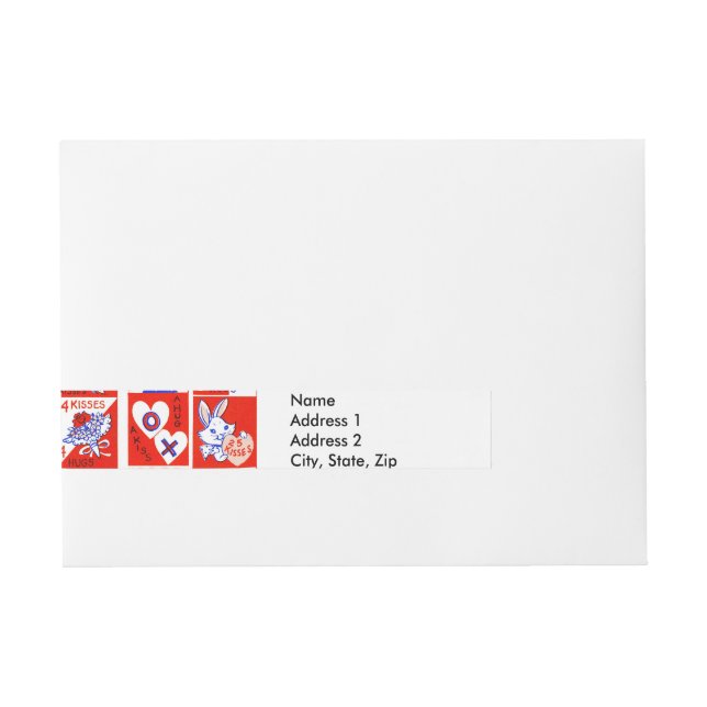 Valentine Retro Love Hugs Cute Pattern Wraparound Address Label (Front)
