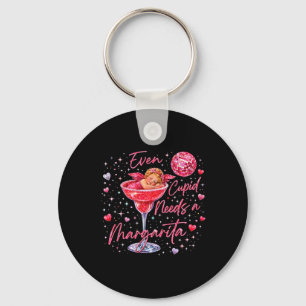 Valentine Romantic Even Cupid Need Margarita Retro Keychain