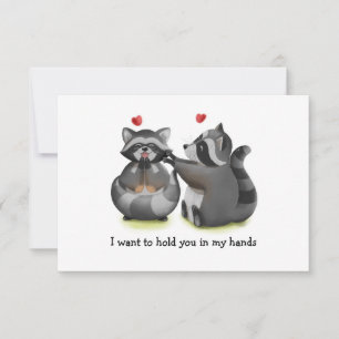 Valentine Romantic Raccoon Couple Greeting Card