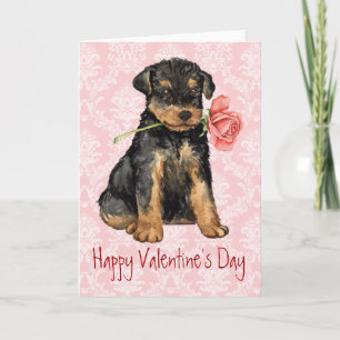 Valentine Rose Airedale Holiday Card