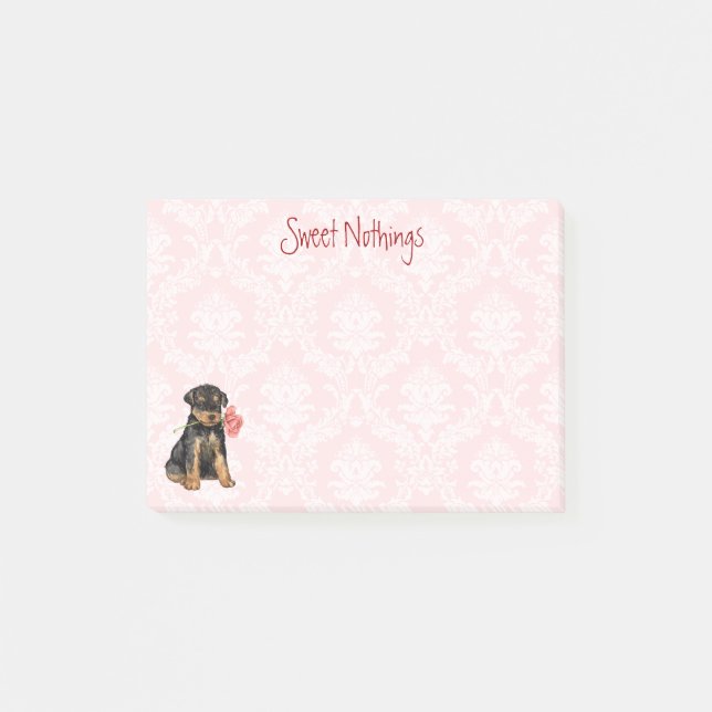 Valentine Rose Airedale Post-it Notes (Front)