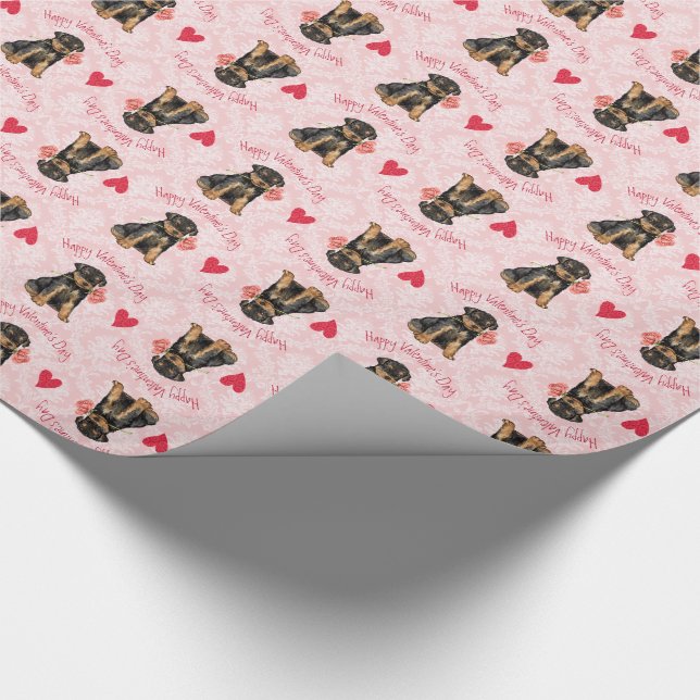 Valentine Rose Airedale Wrapping Paper (Corner)