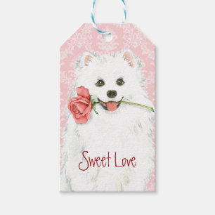 Valentine Rose American Eskimo Dog Gift Tags