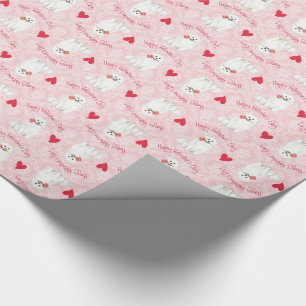 Valentine Rose American Eskimo Dog Wrapping Paper