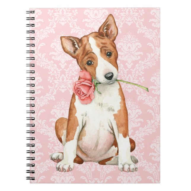 Valentine Rose Basenji Notebook (Front)