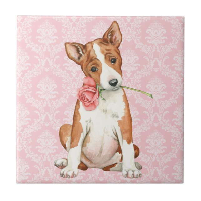 Valentine Rose Basenji Tile (Front)