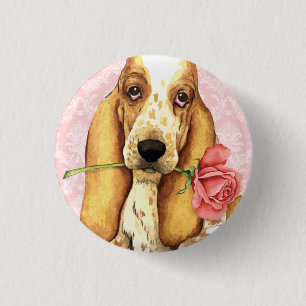 Valentine Rose Basset 1 Inch Round Button