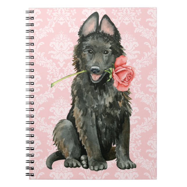 Valentine Rose Belgian Sheepdog Notebook (Front)