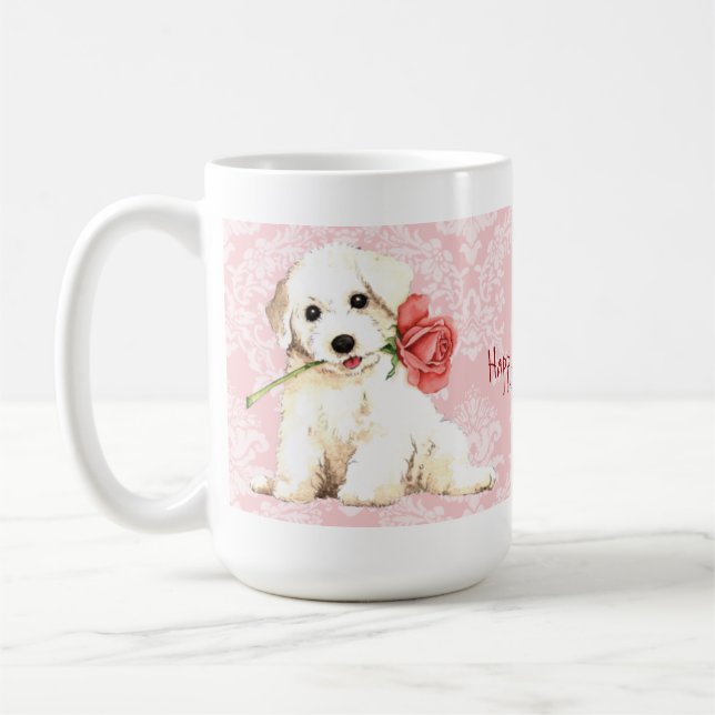 Valentine Rose Bichon Coffee Mug (Left)