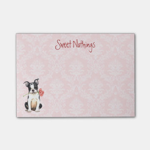 Valentine Rose Boston Terrier Post-it Notes