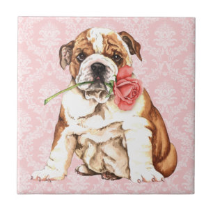 Valentine Rose Bulldog Tile