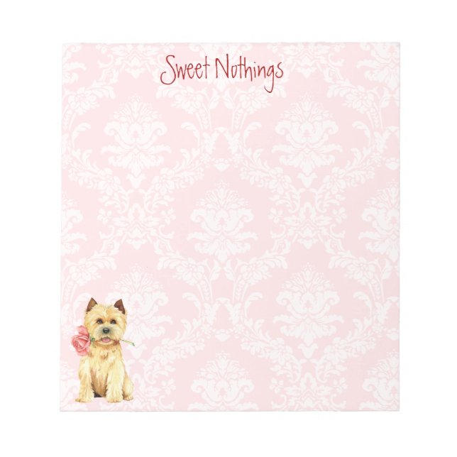 Valentine Rose Cairn Terrier Notepad (Front)