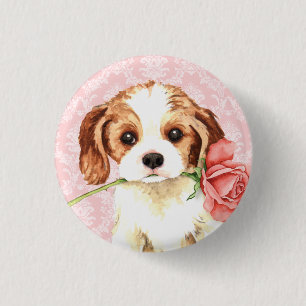 Valentine Rose Cavalier 1 Inch Round Button