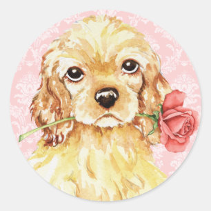 Valentine Rose Cocker Classic Round Sticker