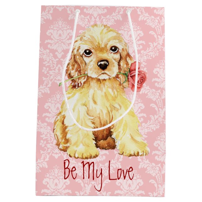Valentine Rose Cocker Spaniel Medium Gift Bag (Back)
